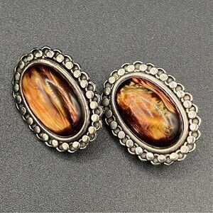 Vintage Amber Lucite Earrings - Clip On